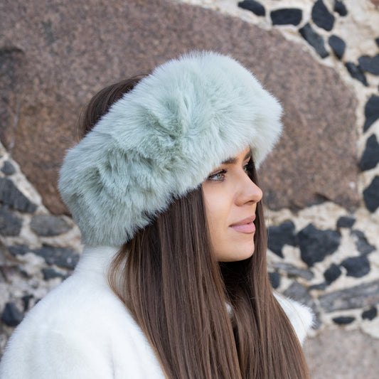 mint Faux Fur Headband – Wool Lined