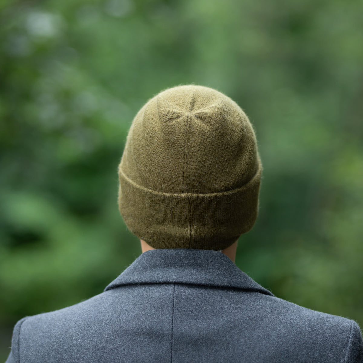 olive green Men’s Double-Layer Cashmere Beanie