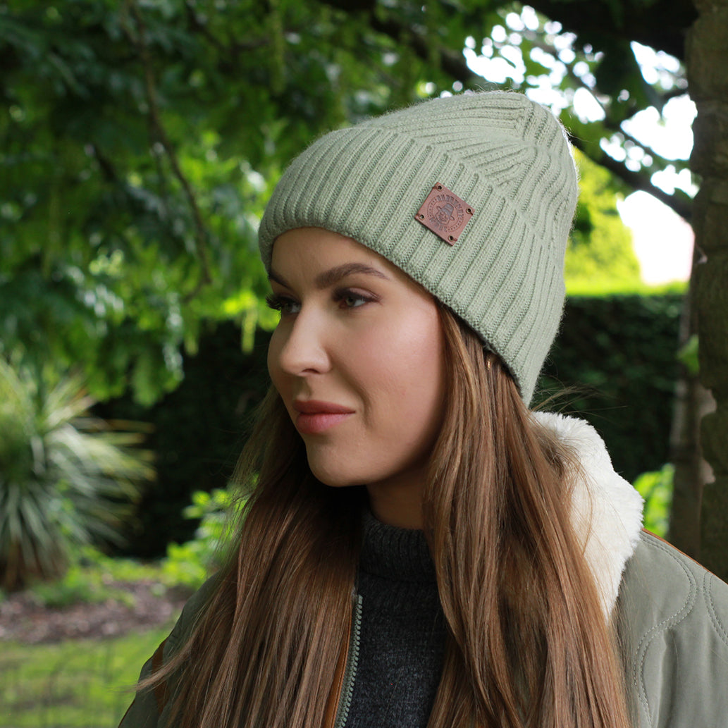 olive green Cashmere & 100% PURE SILK Lined Hat for Women – Winter Beanie for Curly or Thick Hair, Frizz-Free, Luxury Gift, Best Silk-Lined Beanie