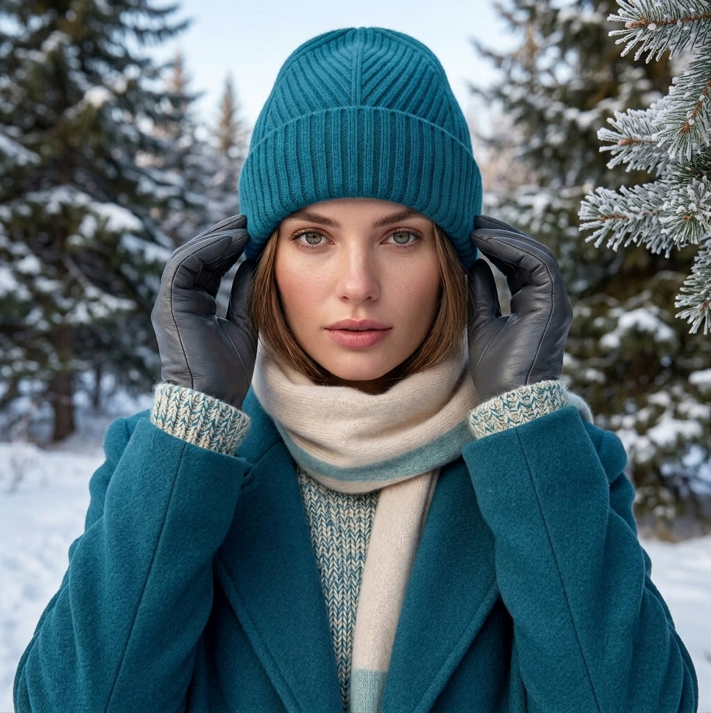 teal blue burgundy Satin-Lined Women’s Cashmere Hat