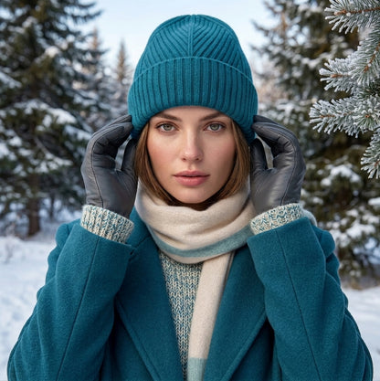 teal blue burgundy Satin-Lined Women’s Cashmere Hat