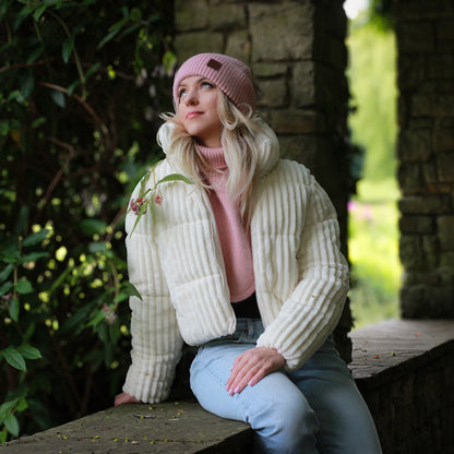 pink Women’s Winter Cashmere Hat and Neck Warmer Set – Soft Warm Beanie & Snood Gift for Her, Cozy 2-Piece Cold Weather Accessory
