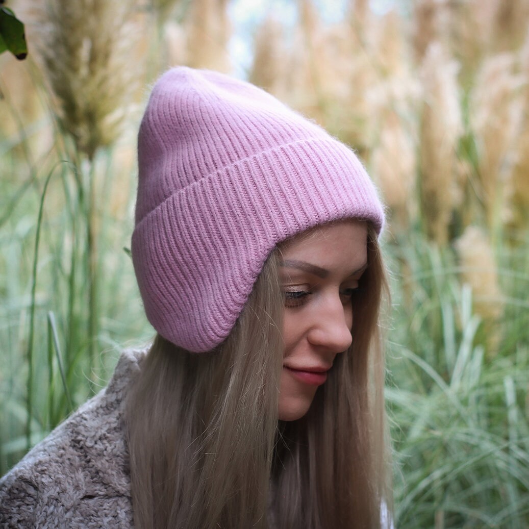 pink Women’s Woollen Winter Earflap Hat – Warm Cashmere Blend Beanie, Cozy Cold Weather Hat, Stylish Gift for Her, Unisex Design