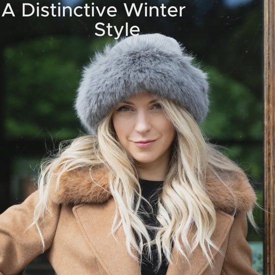 Women’s Cashmere Hat with Faux Fur Trim