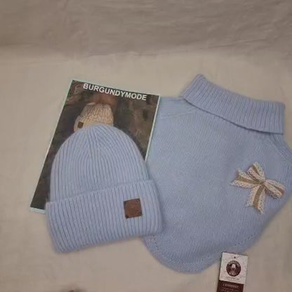 Set invernale da donna in cashmere con cappello e scaldacollo
