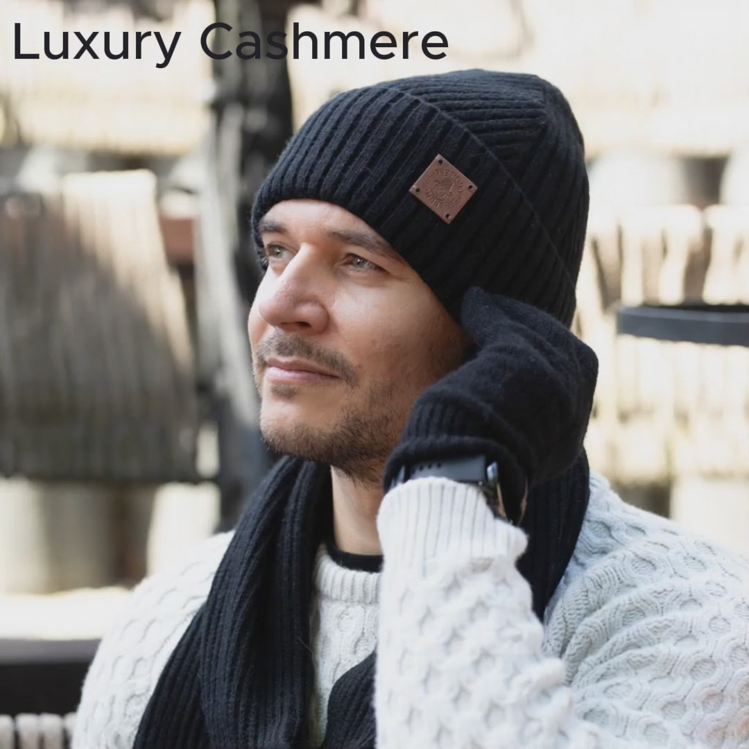 Satin-Lined Men’s Cashmere Beanie