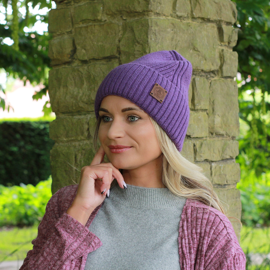 purple Satin-Lined Women’s Cashmere Hat