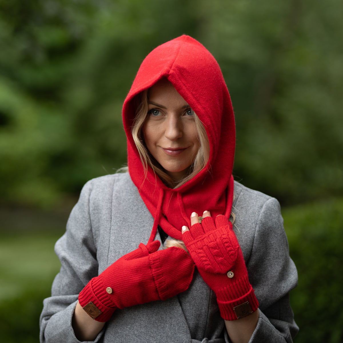 red Cashmere Balaclava – Women’s Winter Hood Hat