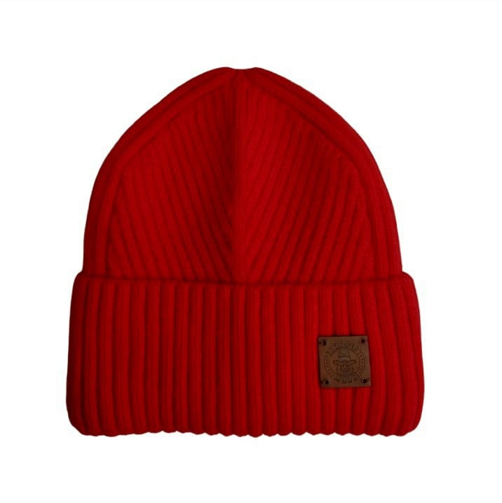 red Silk-Lined Men’s Cashmere Beanie for Winter — Soft, Warm Mens Winter Satin- Lined Hat, Luxury Gift for Him