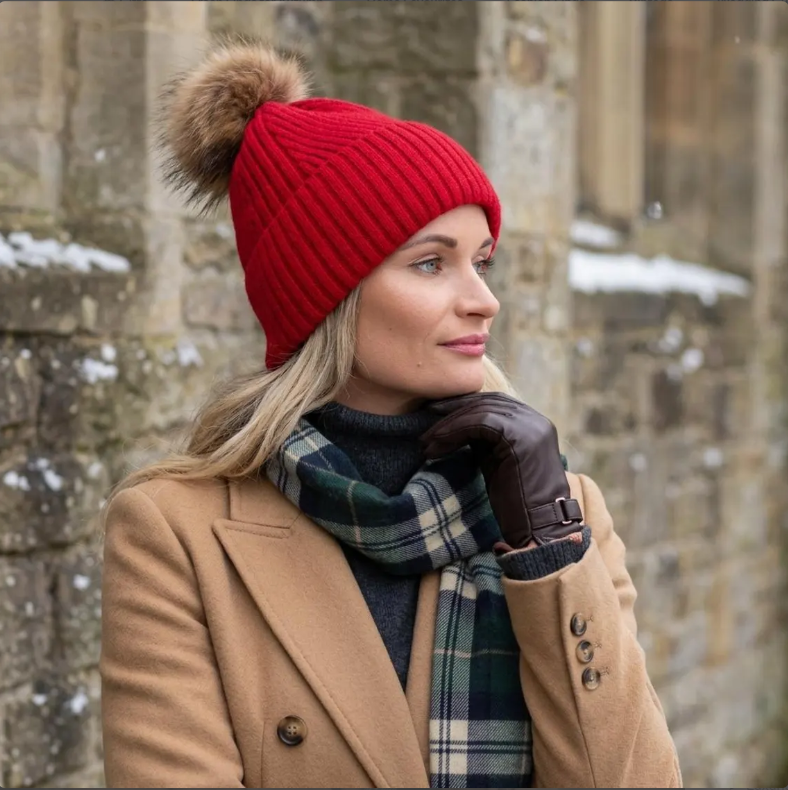 red womens cashmere hat