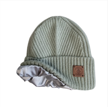 olive green Silk-Lined Men’s Cashmere Beanie for Winter — Soft, Warm Mens Winter Satin- Lined Hat, Luxury Gift for Him