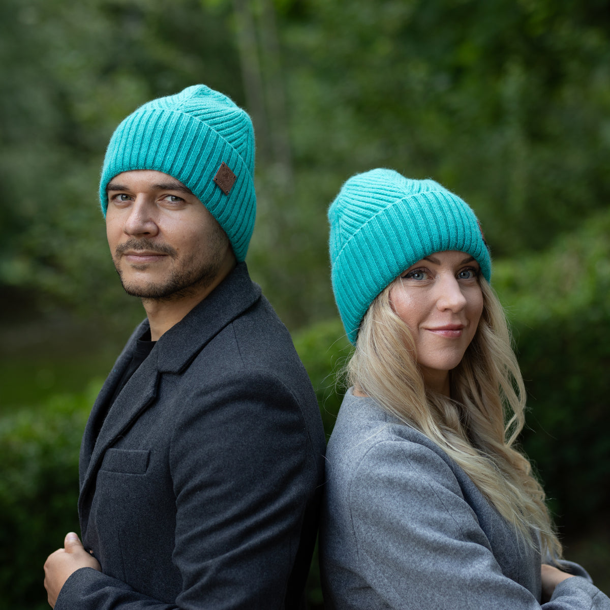 teal Satin-Lined Women’s Men's Cashmere Hat
