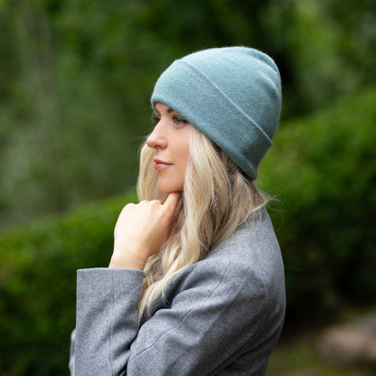light blue Women’s Double-Layer Cashmere Beanie – 2-in-1 Style
