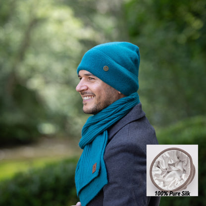 Herrenmütze mit Kaschmir-Seidenfutter, Kaschmirmütze für Männer, Haarschutzmütze, Geschenk für ihn