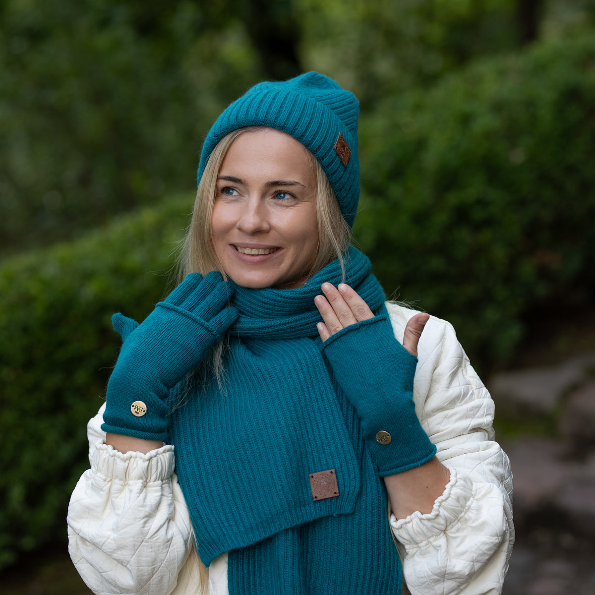 teal blue Long Cashmere Scarf for Women & Men