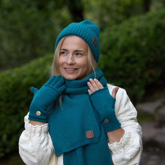 teal blue Long Cashmere Scarf for Women & Men