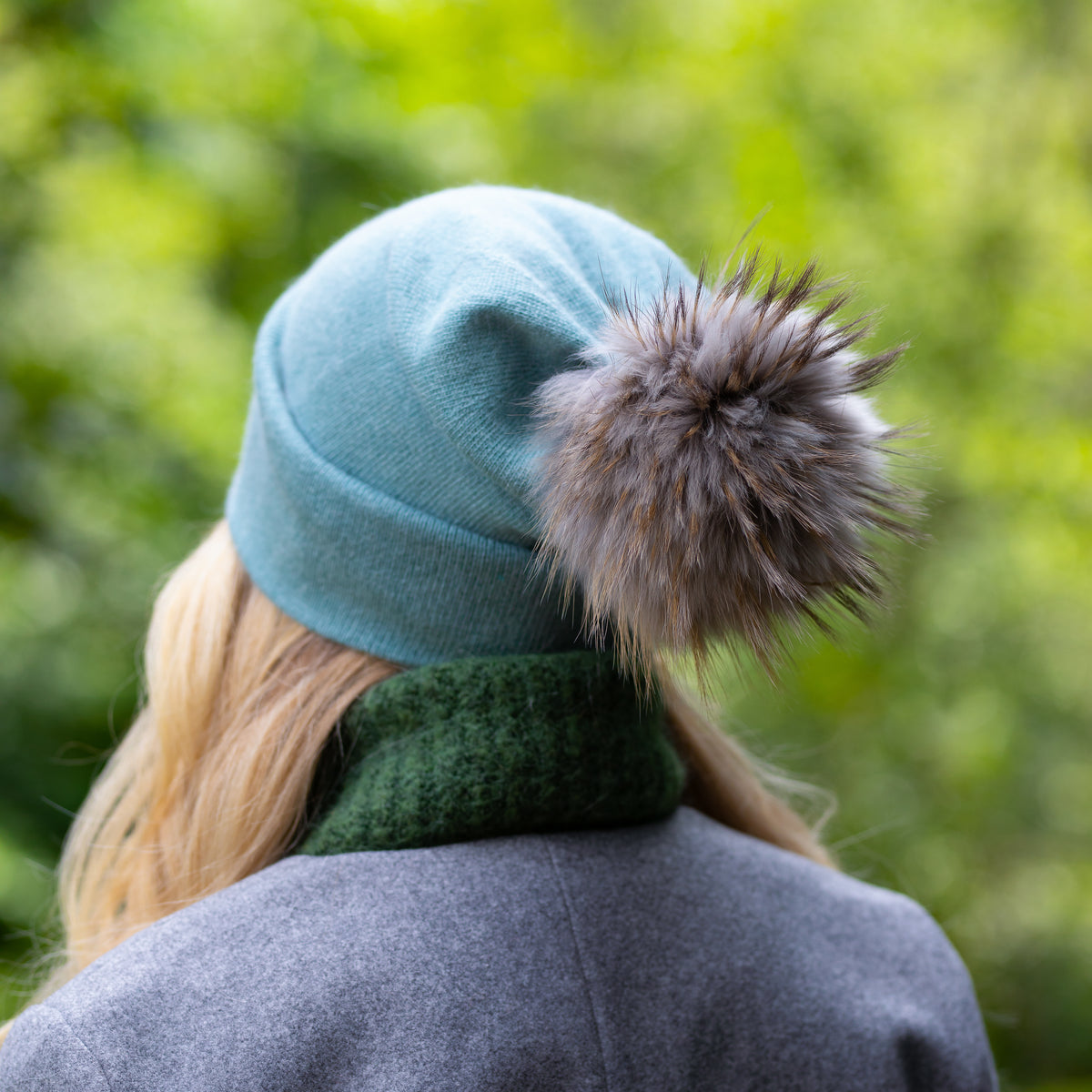 light blue Women’s Double-Layer Cashmere Beanie – 2-in-1 Style