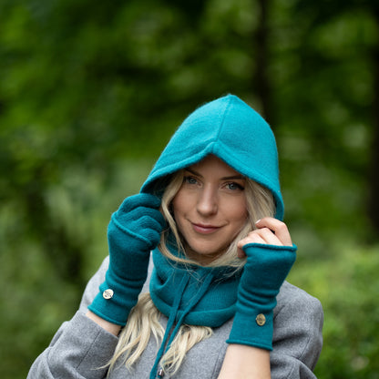 Women’s Cashmere 2-in-1 Gloves – Fingerless & Full Finger Winter Gloves, Soft Warm Knit Gloves, Gift for Her