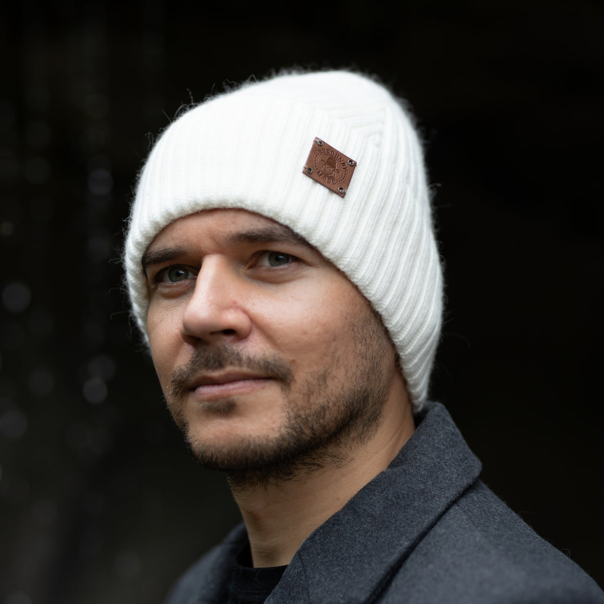 white 100% Mulberry Silk Lined Men’s Cashmere Hat