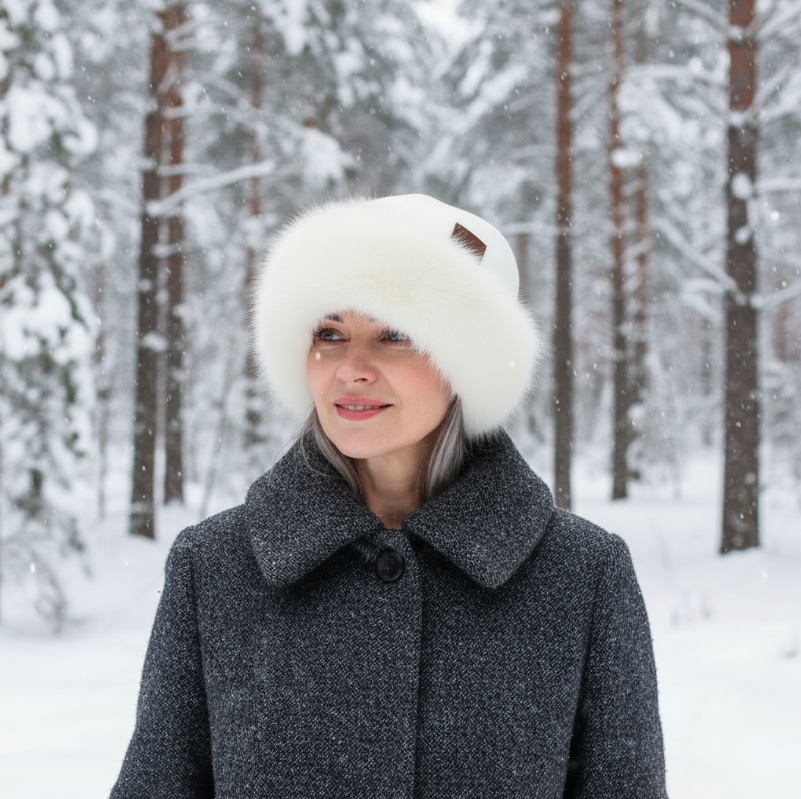 Chapeau d'hiver en cachemire pour femme, chapeau double couche en laine angora épaisse, cadeau pour elle