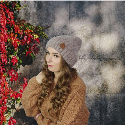 plum womens-cashmere-knit-beanie