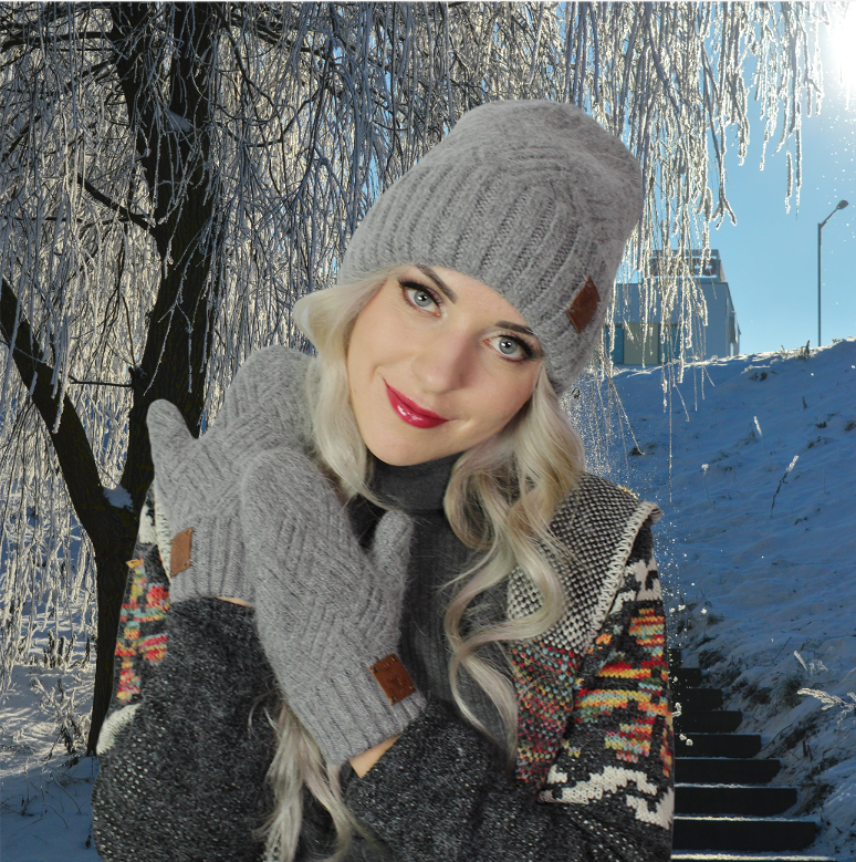 dark grey womens-cashmere-knit-beanie