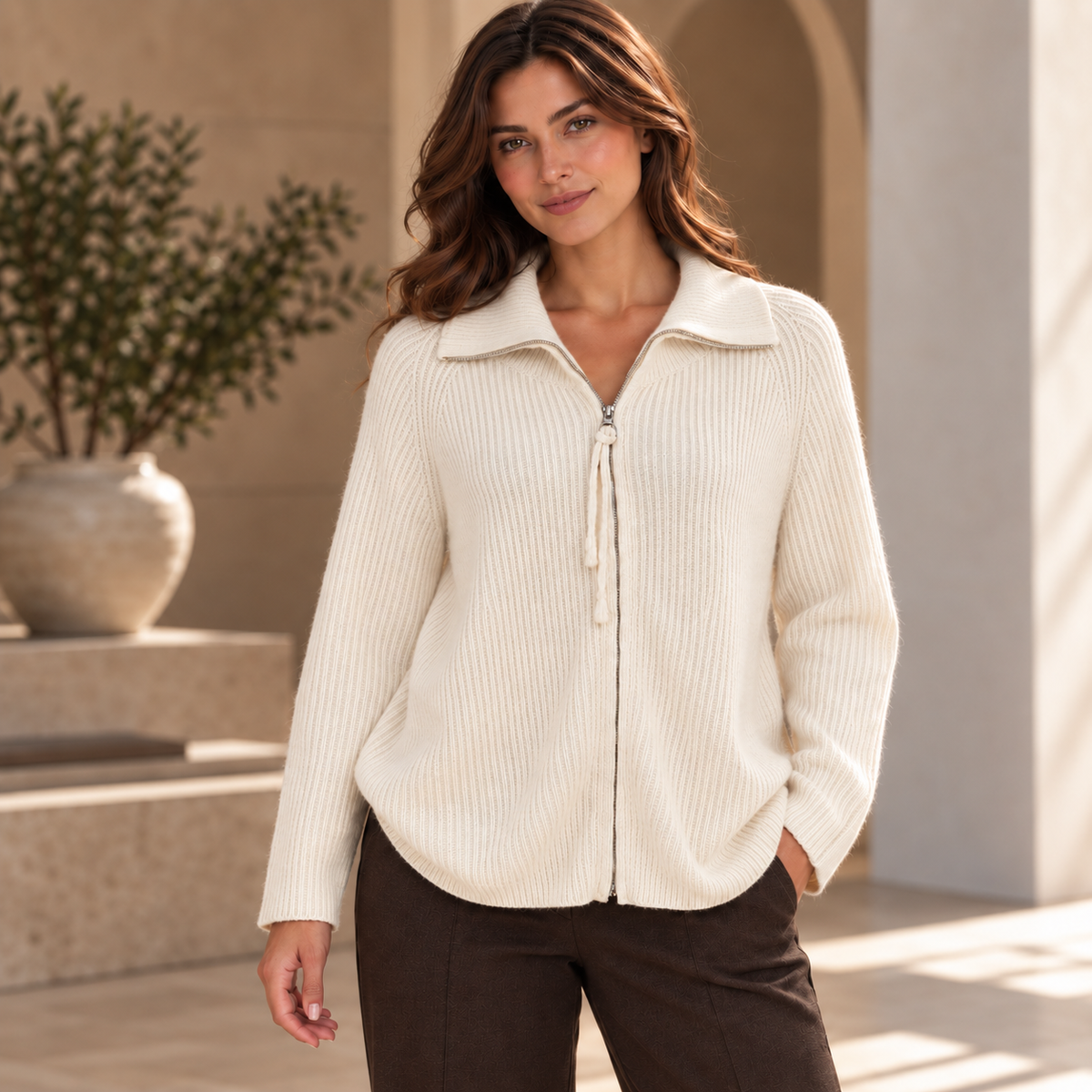 white Women’s 100% Pure Cashmere Sweater – Thick Knit, Extended Sizes