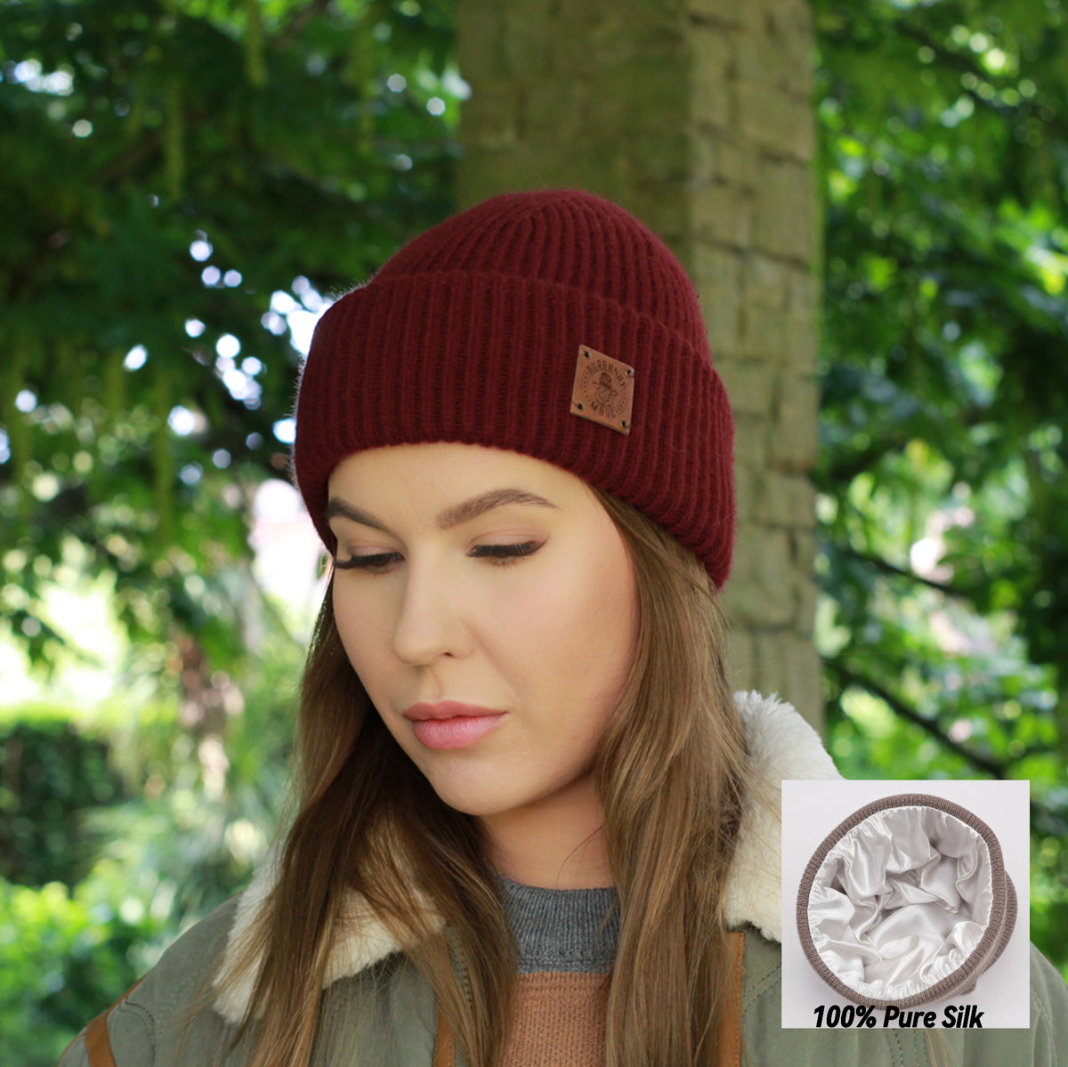 100% Mulberry Silk Lined Cashmere Hat