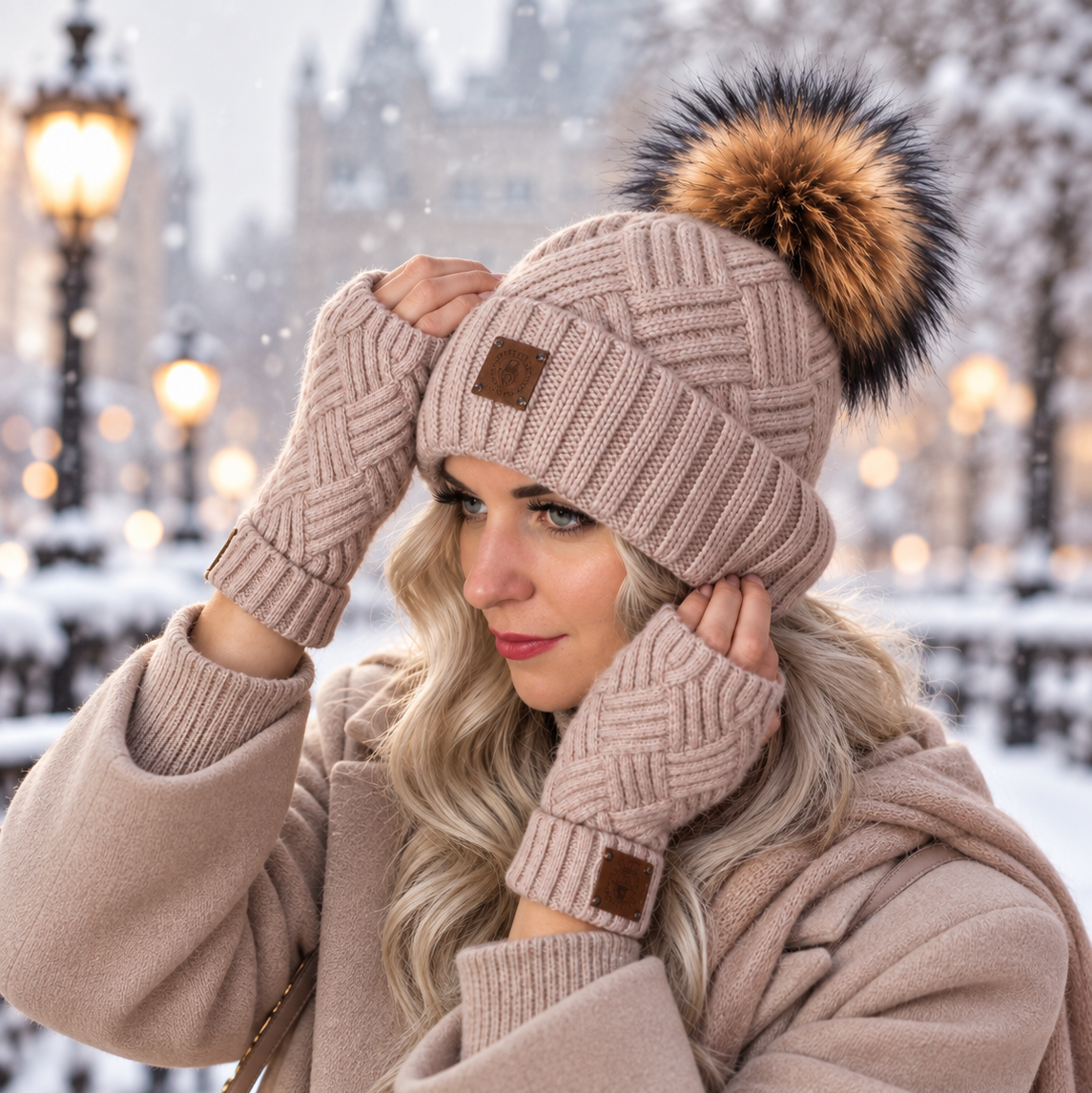 blush CASHMERE HAT & GLOVES SET – SOFT • WARM • ELEGANT