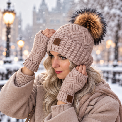 blush CASHMERE HAT & GLOVES SET – SOFT • WARM • ELEGANT