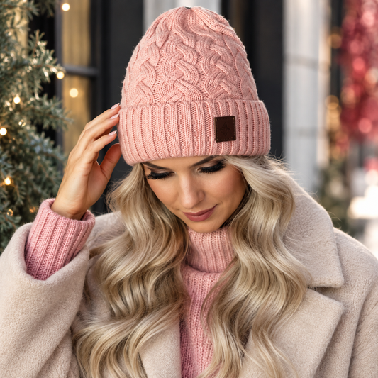 peach Women's winter cashmere hat