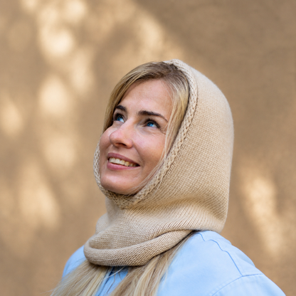 brown Cashmere Winter Hooded Balaclava Hat for Women