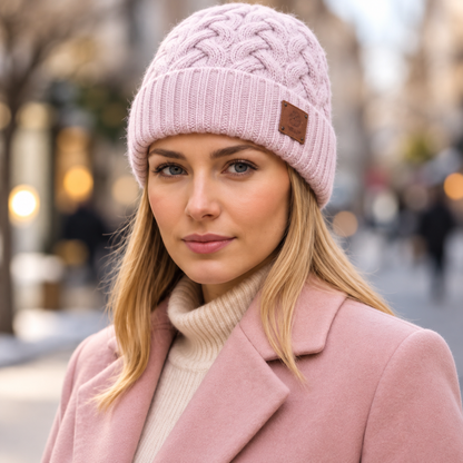 pink Womens winter cashmere hat