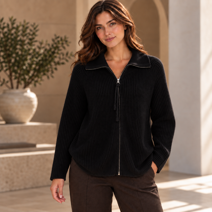 black Women’s 100% Pure Cashmere Sweater – Thick Knit, Extended Sizes