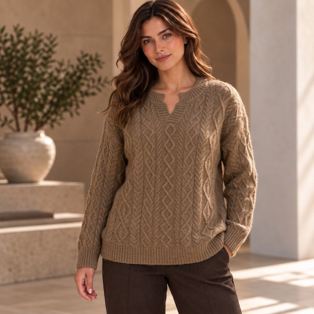 brown  Women’s 100% Pure Cashmere Sweater – Thick & Luxurious Knit