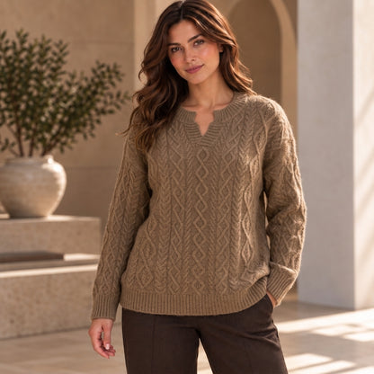 brown  Women’s 100% Pure Cashmere Sweater – Thick & Luxurious Knit