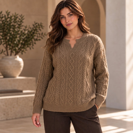 brown  Women’s 100% Pure Cashmere Sweater – Thick & Luxurious Knit