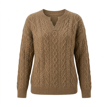 brown white Women’s 100% Pure Cashmere Sweater – Thick & Luxurious Knit