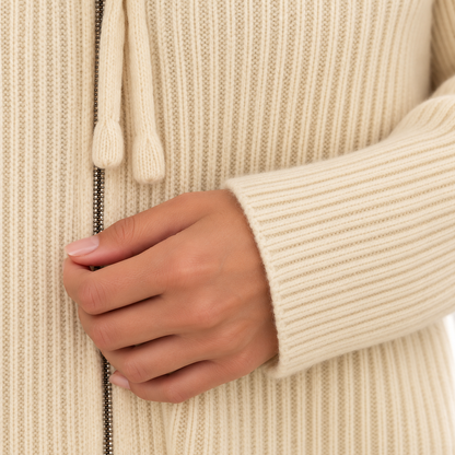 beige Women’s 100% Pure Cashmere Sweater – Thick Knit, Extended Sizes