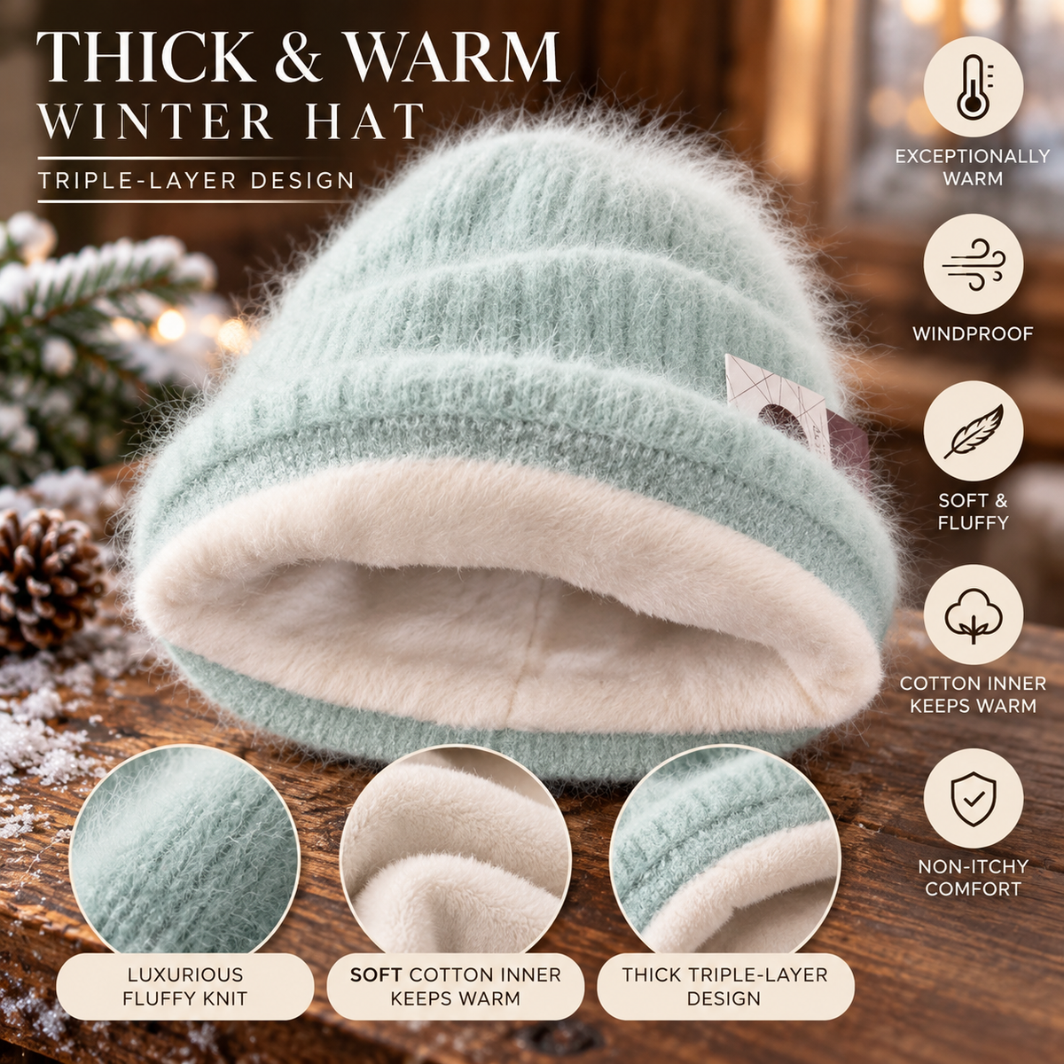 Women's winter angora wool hat