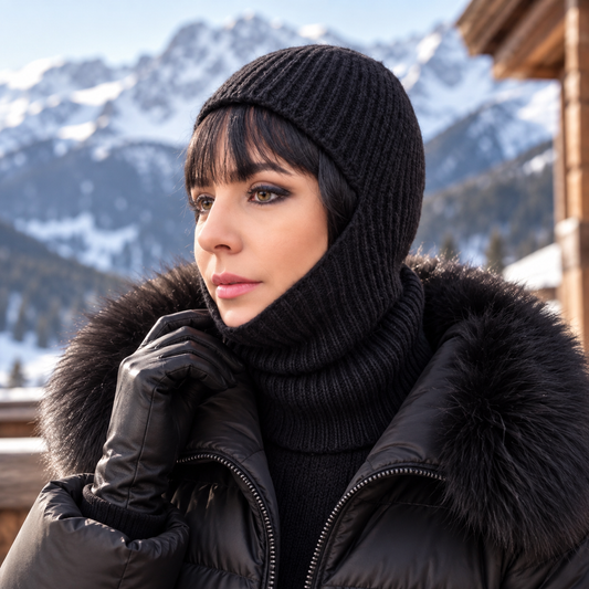 black Cashmere Balaclava – Lightweight Unisex Ski & Sports Hat