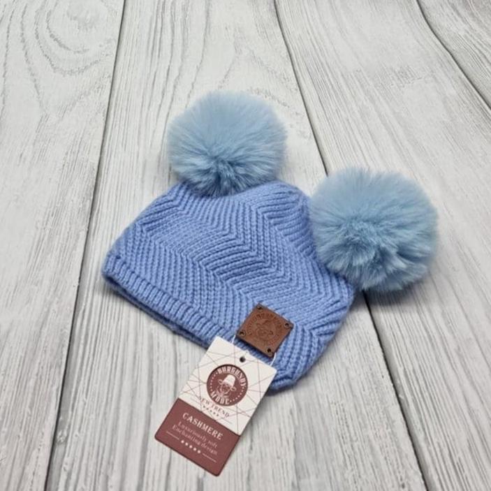 blue Baby cashmere hat, toddler beanie, kids winter bobble hat, gift for kids - BURGUNDY MODE