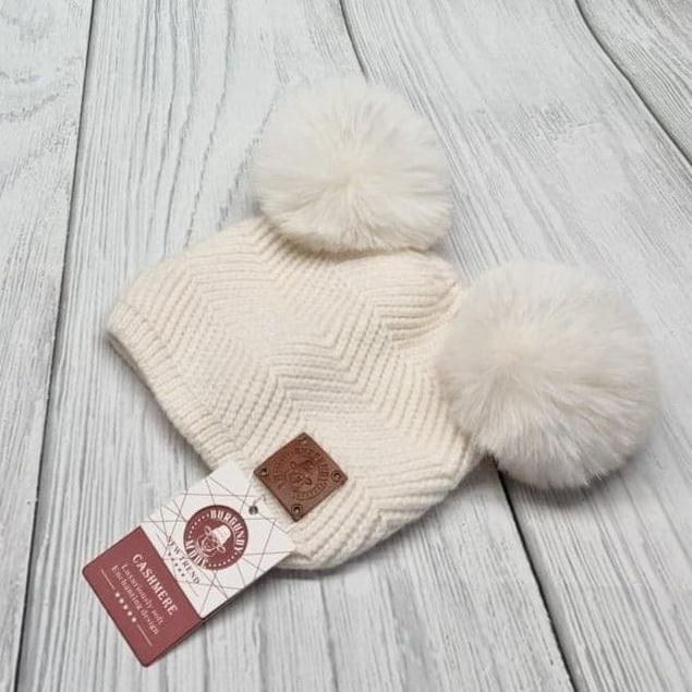 white Baby cashmere hat, toddler beanie, kids winter bobble hat, gift for kids - BURGUNDY MODE