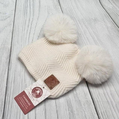 white Baby cashmere hat, toddler beanie, kids winter bobble hat, gift for kids - BURGUNDY MODE