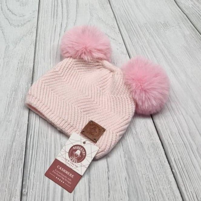 pink Baby cashmere hat, toddler beanie, kids winter bobble hat, gift for kids - BURGUNDY MODE