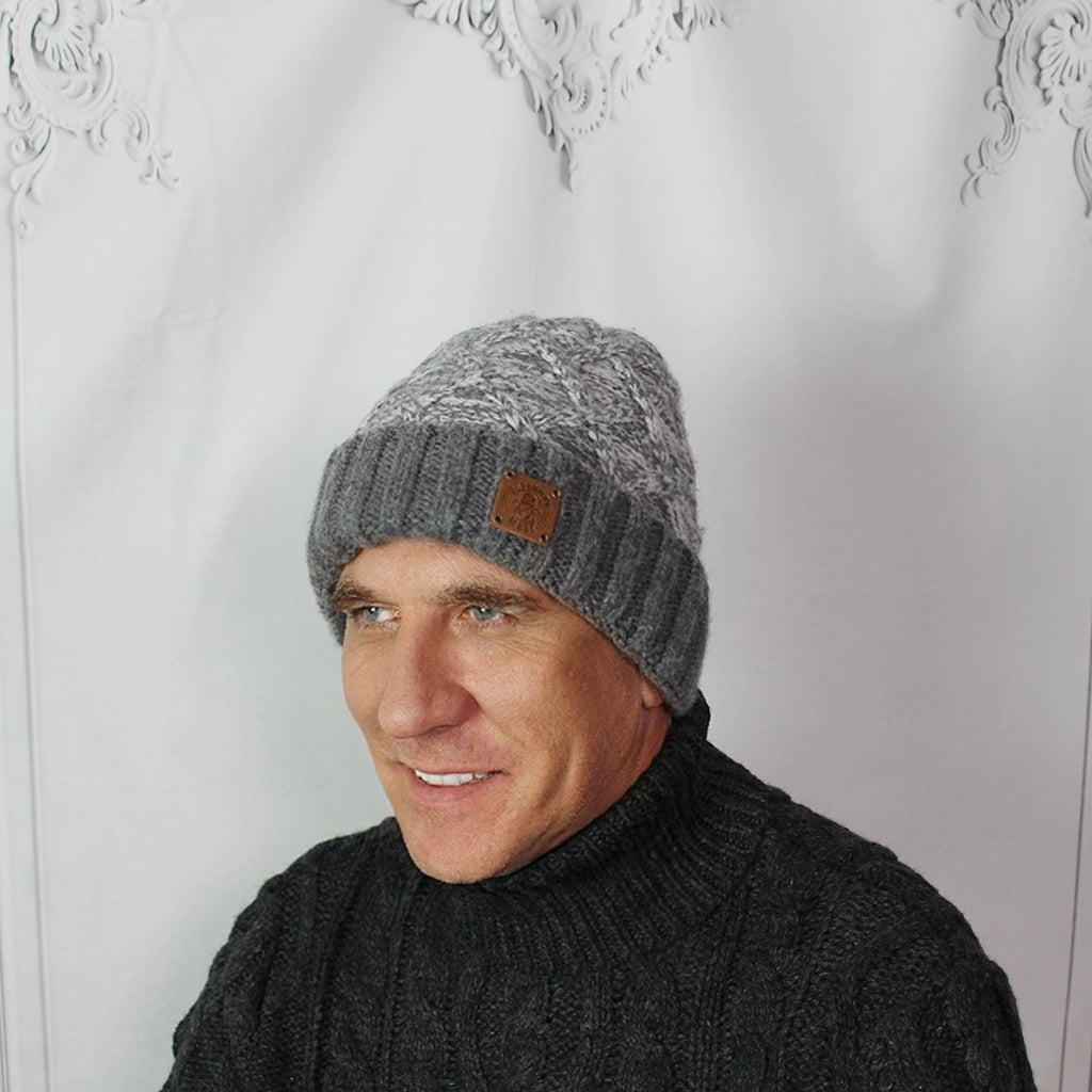 Men's cashmere and wool hat, Men winter warm hat, Gift for him - BURGUNDY MODE