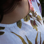 Summer linen plus size floral design - BURGUNDY MODE